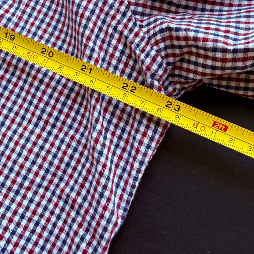 Nautica Mens Large Red Blue Gingham Plaid Long Sleeve Button Down Shirt 0453 - Picture 4 of 8